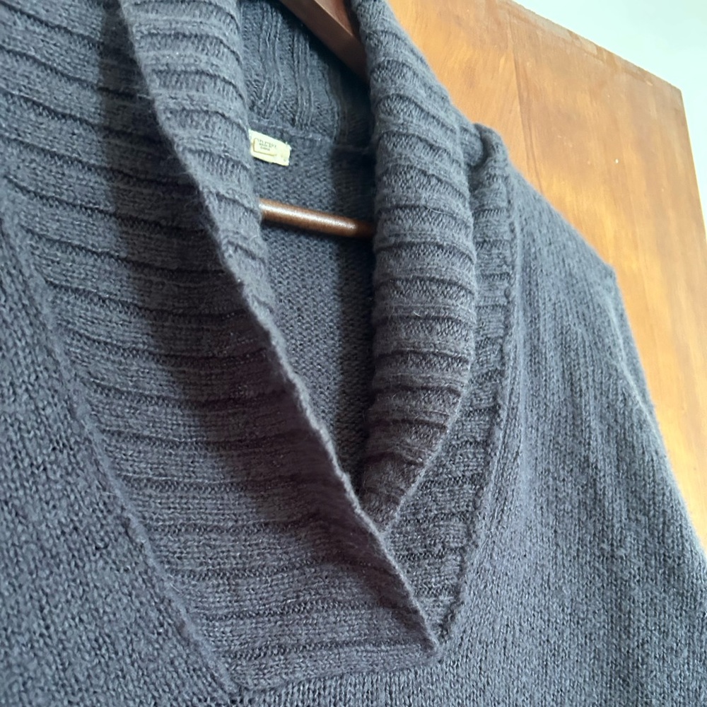 J. Crew Wool/Mohair Blend Gray Shawl neck Sweater, GUC, Size Med - Picture 3 of 6